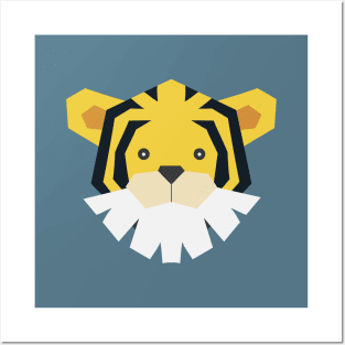 Geometric trendy flat style tiger design Posters and Art